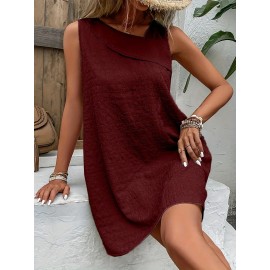 Chic Womens Sleeveless Mini Tank Dress - Lightweight & Breathable for Summer & Spring - Casual Loose Fit Fashion