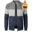 Warm And Thick Fleece Jacket For Male, Men's Casual Comfy Color Block Mid Stretch Zip Up Knit Cardigan For Winter And Fall