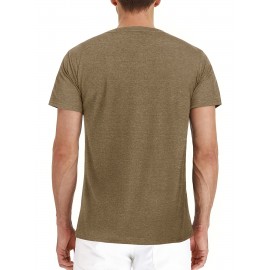 Plus Size Mens Slim Fit Crew Neck Color Block Casual T-Shirt - Soft Slight Stretch Polyester Fabric, Machine Washable, Vintage Style for All Seasons