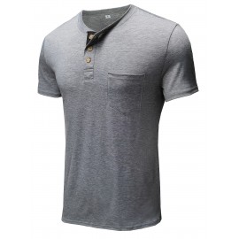 Plus Size Mens Slim Fit Crew Neck Color Block Casual T-Shirt - Soft Slight Stretch Polyester Fabric, Machine Washable, Vintage Style for All Seasons