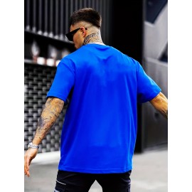 Plus Size Men's Trendy Cross Graphic Tees, Comfy Stretch Breathable T-shirts For Summer, Oversized Loose Men's Clothings