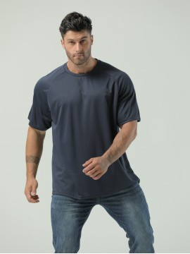 Plus Size Mens Ultra-Breathable, Quick-Drying Crew Neck T-Shirt for Sports - Moisture-Wicking, Medium Stretch, Regular Fit, Polyester Fabric - Perfect for Spring and Fall Seasons