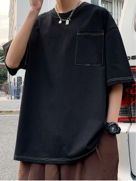 Plus Size Mens Solid T-shirt - Relaxed Fit for Ultimate Comfort, Versatile Casual Fashion Style, Short Sleeve Design for Warm Weather, Oversized Tops for a Loose Fit - Perfect for Daily Wear, Great for Outdoor Activities, Mens Clothing