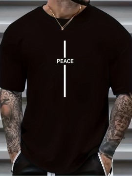 Plus Size Men's Trendy Cross Graphic Tees, Comfy Stretch Breathable T-shirts For Summer, Oversized Loose Men's Clothings